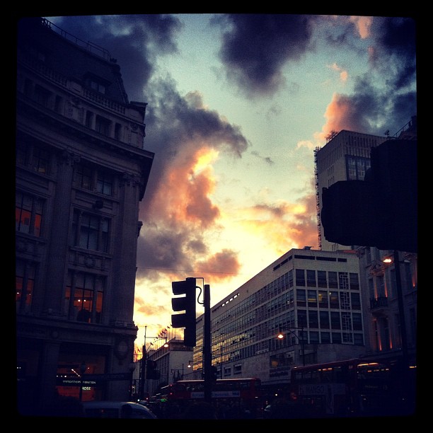 A burning #sky over Oxford Circus. #london #sunset