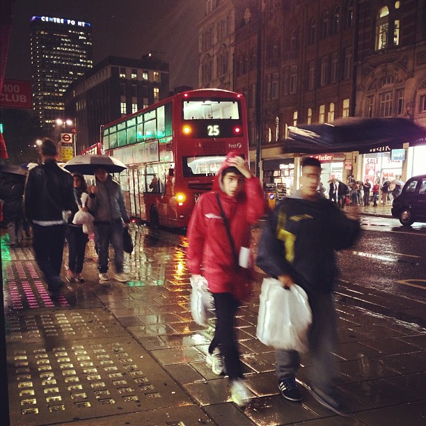 #london #rain. #people #street #night