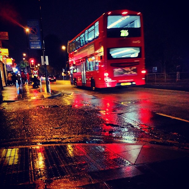 #night #lights #wet #ground #london #rainy #rain #autumn #street