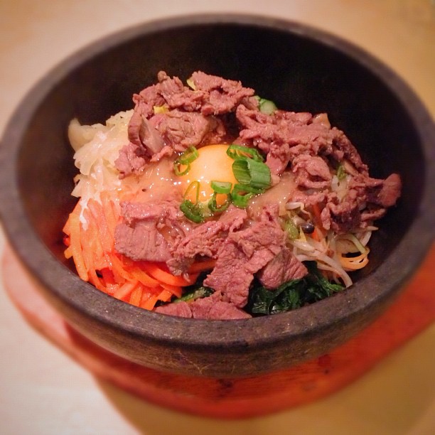 #hot stone bowl of #bibimbap. So good. #asian #korean #lunch #soho #food #foodporn