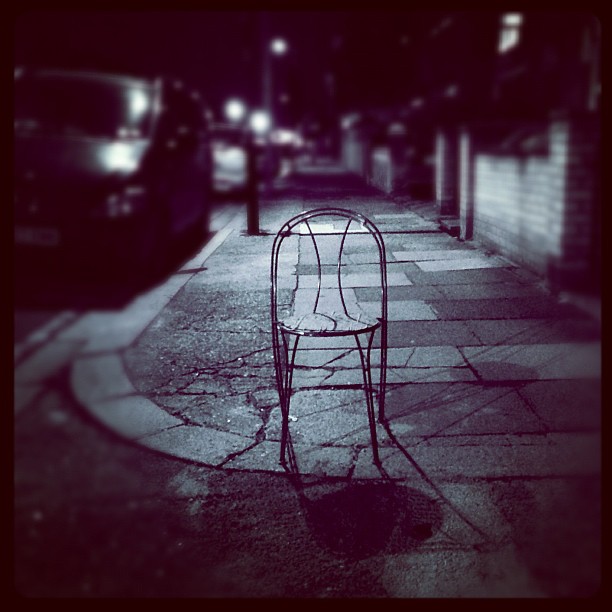 A #chair left on the #street. #bw #night