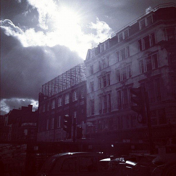 The #sun is shining on us today. #bw #oxfordstreet #london #soho #architecture
