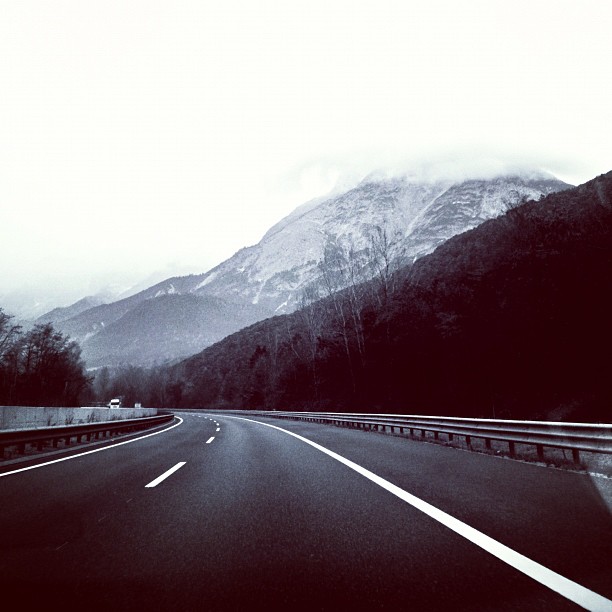 #road #mountains #alps #austria #bw #iphoneonly
