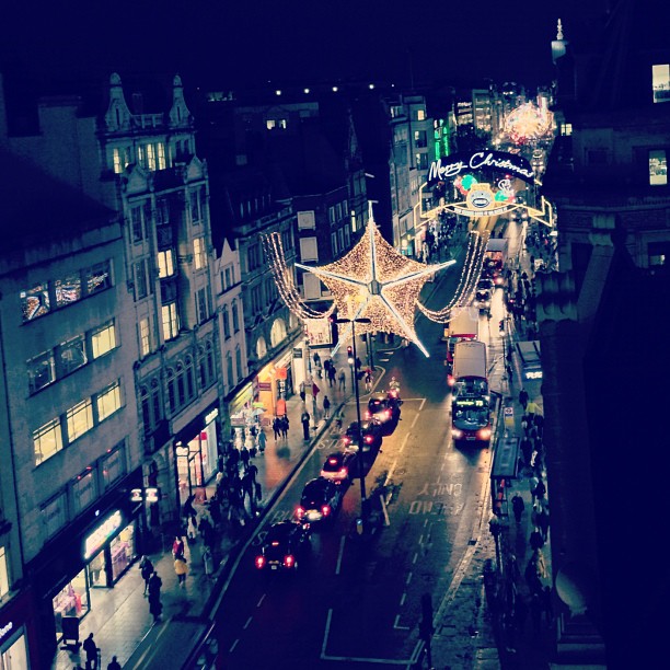 #xmas #lights on #oxfordstreet. #rare #view from the rooftop. #london #street #night #instamood #instagood #webstagram #iphoneonly
