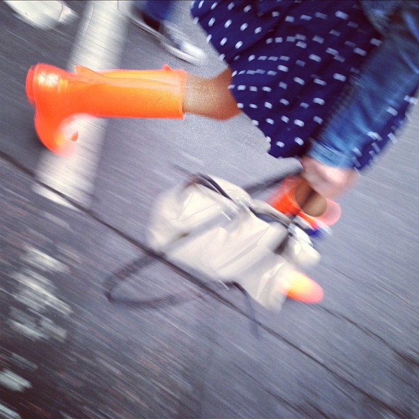 Yay! #orange #wellies#street #streetfashion #streetphoto #fashion #london #eastlondon