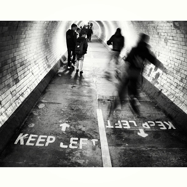 Keep Left. At #thames #underwater #tunnel. #london #londonpop #london_only #ig_uk #ig_london #bnw_city #bnw_london #bw #bnw #blackandwhite #street #streetphoto #streetphotography #streetphotography_bw #igerslondon #igers_london #streetshot_london #lom_fec