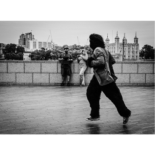 #run#gorillarun #gorilla #monkey #london#londonpop #london_only #ig_uk #ig_london #bnw_city #bnw_london #bw #bnw #blackandwhite #street #streetphoto #streetphotography #streetphotography_bw #igerslondon #igers_london