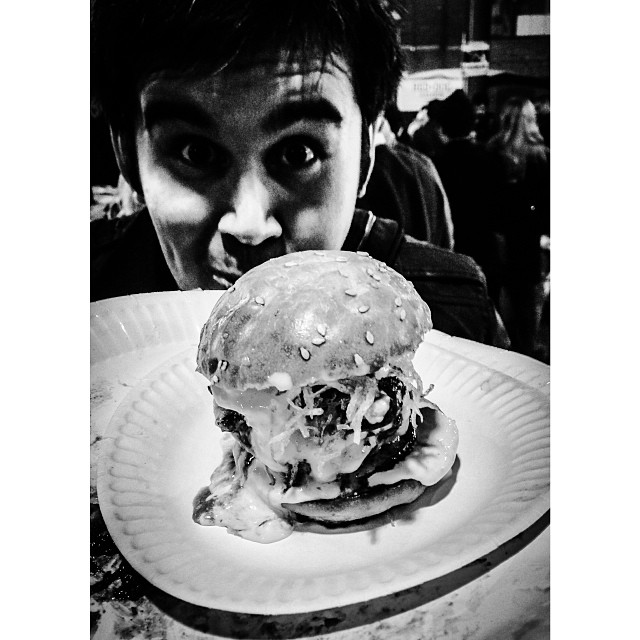 It was a #burger #foodfight in #london tonight. Not sure who won, but I'm happy to staying loyal to #honestburgers )  here you see #motherflipperburger. It was a good night. #london#londonpop #london_only #ig_uk #ig_london #bnw_city #bnw_london #bw #bnw #blackandwhite #iphoneonly