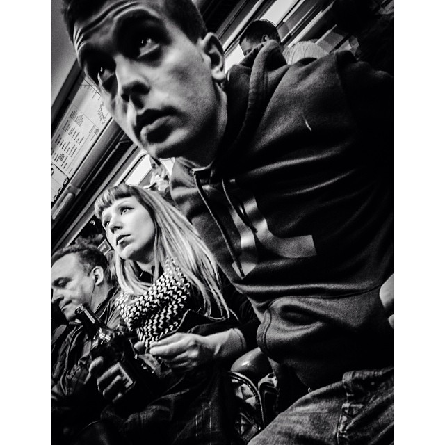 I've just spent some quality time with this couple on the train. Pic.2#london#londonpop #london_only #ig_uk #ig_london #bnw_city #bnw_london #bw #bnw #blackandwhite #igerslondon #igers_london #street #streetphoto #streetphotography #streetphotography_bw #tube #underground #londonunderground #iphoneonly