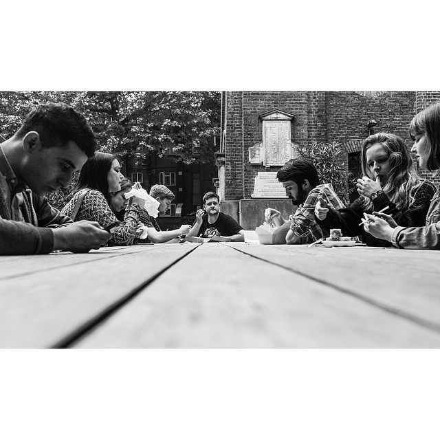 sharing #lunch table #london#londonpop #london_only #bnw_city #bnw_london #bw #bnw #blackandwhite #street #streetphoto #streetphotography #ig_london#bnw_city_streetlife