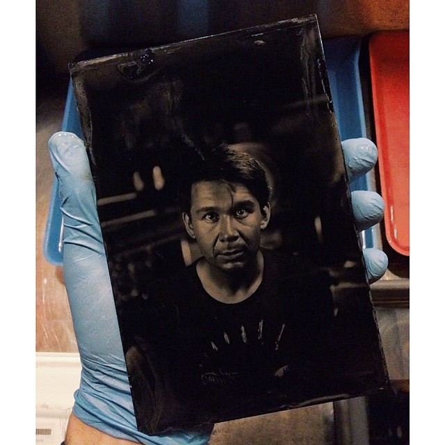 My first #tintype #wetplate. amazing @tylerscaife not just took my picture, but kindly show me how to and let me do it myself. #excited