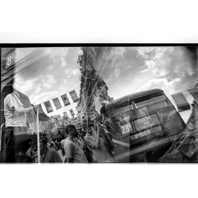 Another #multipleexposures from the Year of the #Bus in #london #bnw_city #bnw_london #londonpop #london_only #ig_london #holga #lomo #lomography #doubleexposure #120mm #film #filmcamera #shotonfilm